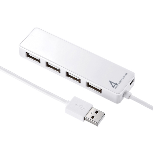 セルフパワーでHDD接続対応・面ファスナー付4ポートUSB2.0ハブ（ホワイト） サンワサプライ