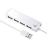 セルフパワーでHDD接続対応・面ファスナー付4ポートUSB2.0ハブ（ホワイト） サンワサプライ