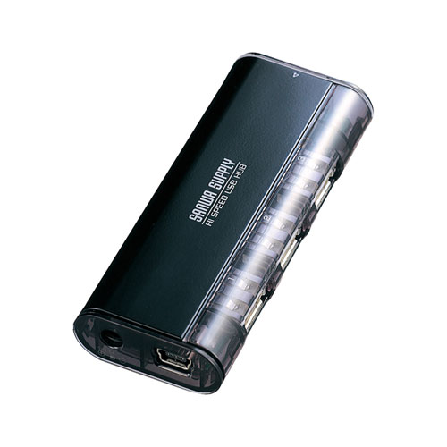 USBハブ（4ポート・マグネット・ブラック・セルフパワー・バスパワー・サンワサプライ） USB-HUB225GBKN