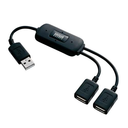 USBハブ 2ポート ブラック サンワサプライ】隣のポートを邪魔しないケーブルタイプUSB2.0
