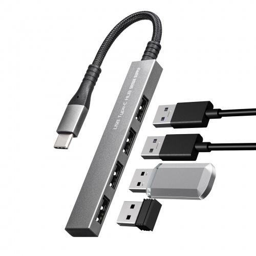 USB Type-C スリムハブ（USB2.0・Aコネクタ 4ポート・メッシュケーブル）