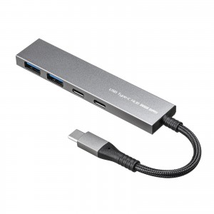 【アウトレット】USB Type-C スリムハブ（USB3.2 Gen1・Aコネクタ 2ポート・Type-Cコネクタ 2ポート・メッシュケーブル）
