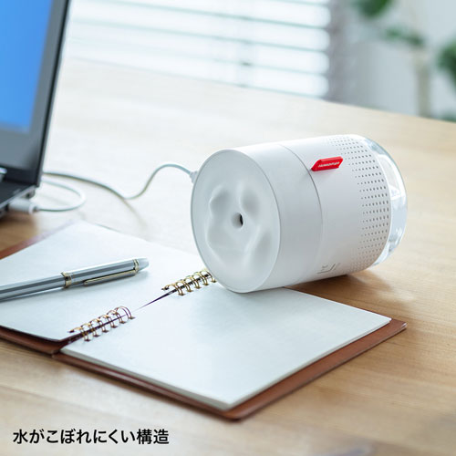 USB加湿器(LEDライト付き・超音波式・連続約8時間・ホワイト）