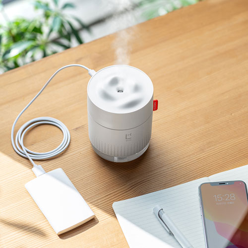 USB加湿器(LEDライト付き・超音波式・連続約8時間・ホワイト）