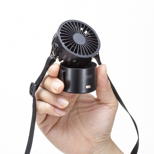 USB扇風機（卓上・グリップ・手持ち・首掛け対応・ミニ・USB充電式） USB-TOY101BK サンワサプライ