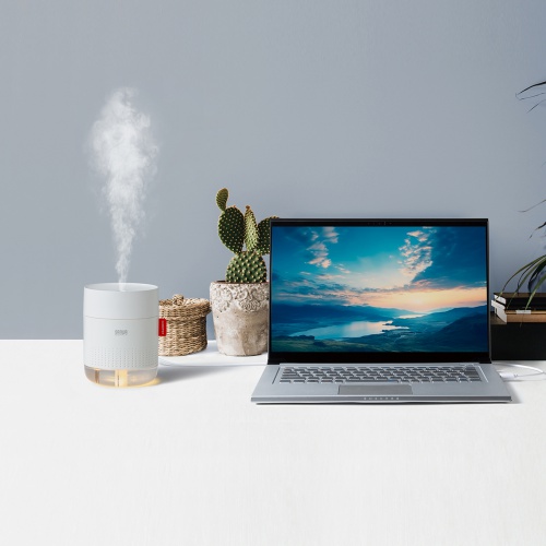 加湿器（卓上・乾燥対策・感染症対策・インフルエンザ対策・超音波式・大容量・バッテリー式・USB給電・タイプC・静音・小型・LEDライト・オフィス・デスク・車載・寝室・ホワイト）USB-TOY102W