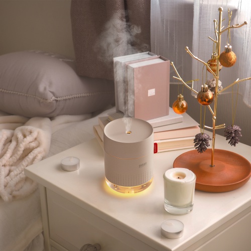 加湿器（卓上・乾燥対策・感染症対策・インフルエンザ対策・超音波式・大容量・バッテリー式・USB給電・タイプC・静音・小型・LEDライト・オフィス・デスク・車載・寝室・ホワイト）USB-TOY102W