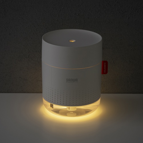 加湿器（卓上・乾燥対策・感染症対策・インフルエンザ対策・超音波式・大容量・バッテリー式・USB給電・タイプC・静音・小型・LEDライト・オフィス・デスク・車載・寝室・ホワイト）USB-TOY102W