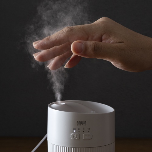 USB加湿器（卓上・超音波式・上から給水・大容量 400ml・静音・小型・USB給電式・水漏れ防止・LEDライト・タイマー・オフィス・デスク・ホワイト）