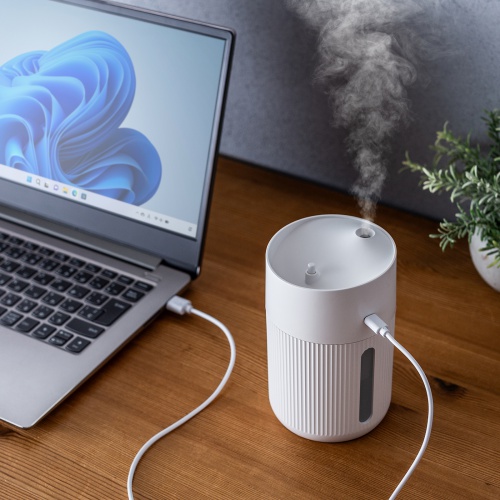 USB加湿器（卓上・超音波式・上から給水・大容量 400ml・静音・小型・USB給電式・水漏れ防止・LEDライト・タイマー・オフィス・デスク・ホワイト）