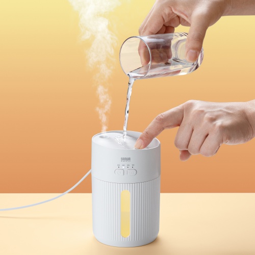 USB加湿器（卓上・超音波式・上から給水・大容量 400ml・静音・小型・USB給電式・水漏れ防止・LEDライト・タイマー・オフィス・デスク・ホワイト）