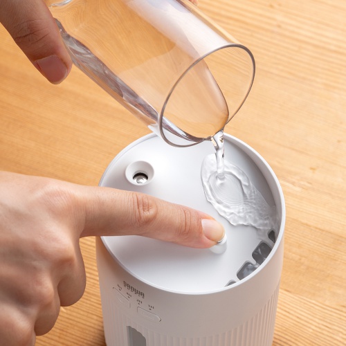 USB加湿器（卓上・超音波式・上から給水・大容量 400ml・静音・小型・USB給電式・水漏れ防止・LEDライト・タイマー・オフィス・デスク・ホワイト）