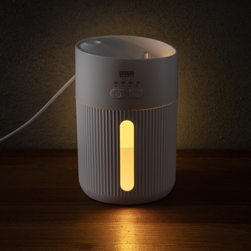 USB加湿器（卓上・超音波式・上から給水・大容量 400ml・静音・小型・USB給電式・水漏れ防止・LEDライト・タイマー・オフィス・デスク・ホワイト）