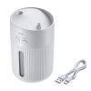 USB加湿器（卓上・超音波式・上から給水・大容量 400ml・静音・小型・USB給電式・水漏れ防止・LEDライト・タイマー・オフィス・デスク・ホワイト）