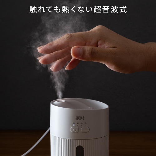 USB加湿器（卓上・超音波式・上から給水・大容量 400ml・静音・小型・USB給電式・水漏れ防止・LEDライト・タイマー・オフィス・デスク・ホワイト）