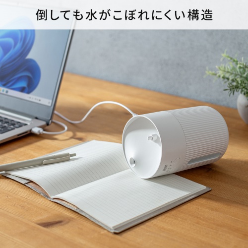 USB加湿器（卓上・超音波式・上から給水・大容量 400ml・静音・小型・USB給電式・水漏れ防止・LEDライト・タイマー・オフィス・デスク・ホワイト）