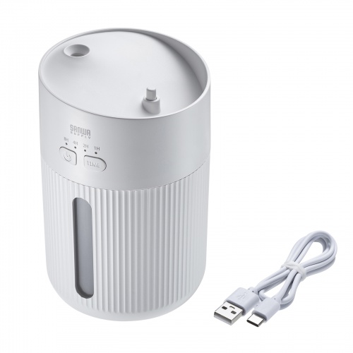 USB加湿器（卓上・超音波式・上から給水・大容量 400ml・静音・小型・USB給電式・水漏れ防止・LEDライト・タイマー・オフィス・デスク・ホワイト）