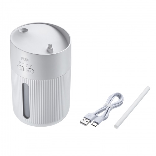 USB加湿器（卓上・超音波式・上から給水・大容量 400ml・静音・小型・USB給電式・水漏れ防止・LEDライト・タイマー・オフィス・デスク・ホワイト）