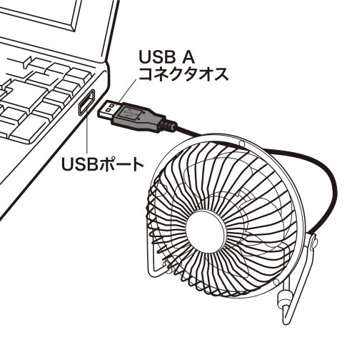 USB扇風機（卓上・角度調節・USB電源・ブラック）