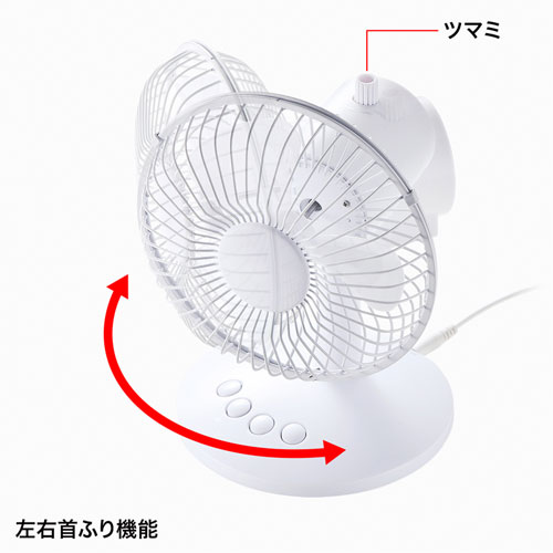 USB扇風機（首振り・卓上・風量調節・乾電池・ホワイト） USB-TOY94W