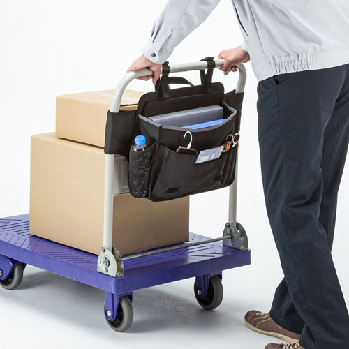 台車用バッグ（ハンドル取付け・8ポケット・工具入れ・文具入れ・ブラック）