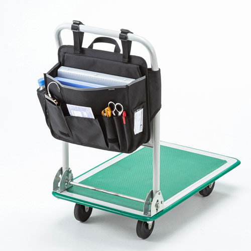 台車用バッグ（ハンドル取付け・8ポケット・工具入れ・文具入れ・ブラック）