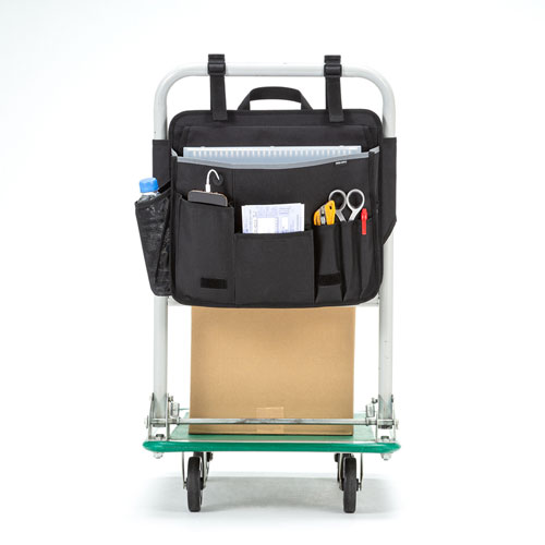 台車用バッグ（ハンドル取付け・8ポケット・工具入れ・文具入れ・ブラック）