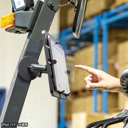 タブレットホルダー（マグネットホルダー・壁面取り付け・角度調整・360°回転ホルダー・ショートアーム・9.7～13インチ・タブレット）