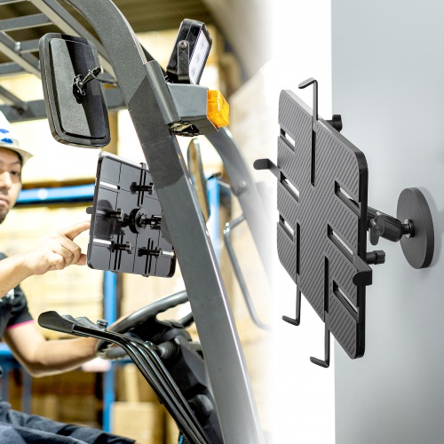 タブレットホルダー（マグネットホルダー・壁面取り付け・角度調整・360°回転ホルダー・ショートアーム・9.7～13インチ・タブレット）