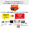 HDMI信号VGA変換コンバーター（ケーブル一体型・ブラック）VGA-CVHD6