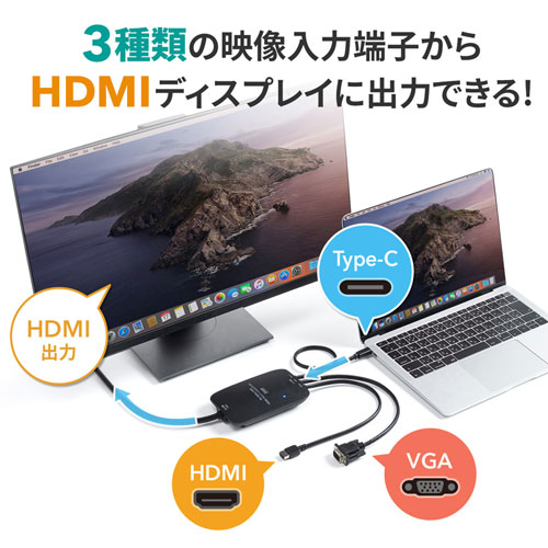 HDMI変換コンバータ（type-C・VGA・HDMI・4K対応・USB給電