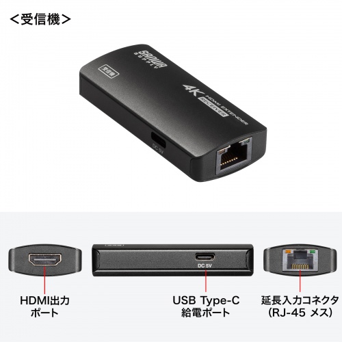 HDMIエクステンダー（延長器・最大70m・4K/120Hz・高画質・送受信・受信機/送信機 セット・高音質・LANケーブル接続）