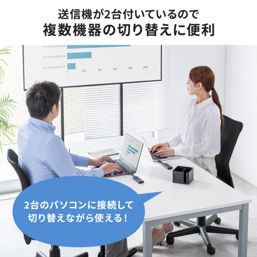 ワイヤレスHDMI 無線 送受信機セット（エクステンダー・4K・タイプC・送信機2台・収納ボックス付属・最大15m・HDMI延長器・コンパクトサイズ・設定不要・ドライバ不要）