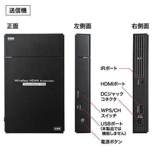HDMIモニター延長器 (エクステンダー・ワイヤレス・フルHD・最大50m)VGA-EXWHD5 サンワサプライ