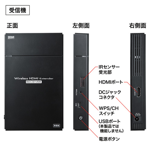 HDMIモニター延長器 (エクステンダー・ワイヤレス・フルHD・最大50m)VGA-EXWHD5 サンワサプライ