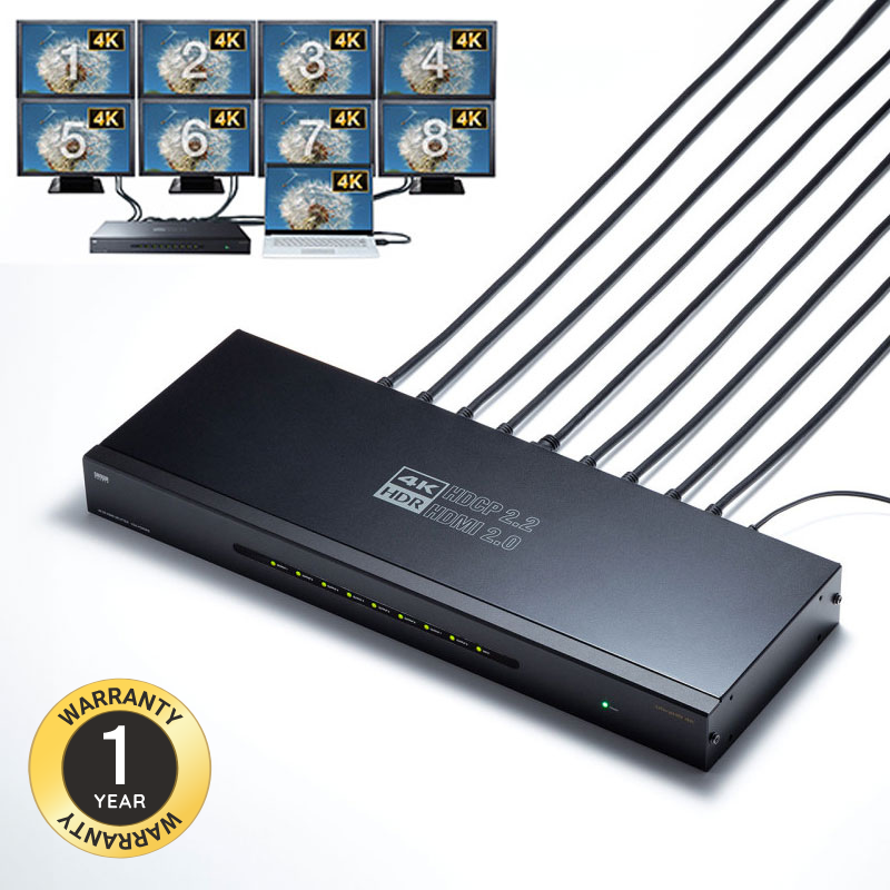 HDMI分配器 1入力8出力｜4K映像を同時出力・マルチディスプレイ