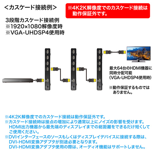 HDMI分配器（マルチディスプレイ・8出力・4K・カスケード接続