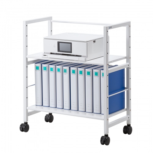 ファイルワゴン（2段・PCワゴン・PCラック・斜め・高耐荷重・キャスター・おしゃれ・おすすめ・ホワイト）WG-207