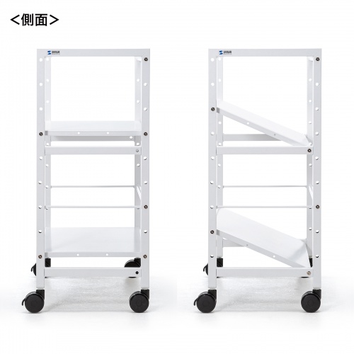 ファイルワゴン（2段・PCワゴン・PCラック・斜め・高耐荷重・キャスター・おしゃれ・おすすめ・ホワイト）WG-207