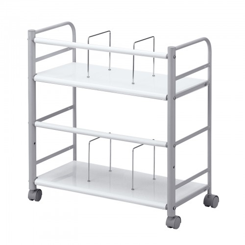 ファイルワゴン（2段・PCワゴン・PCラック・斜め・キャスター・デスク下・おしゃれ・おすすめ・ホワイト）WG-301N