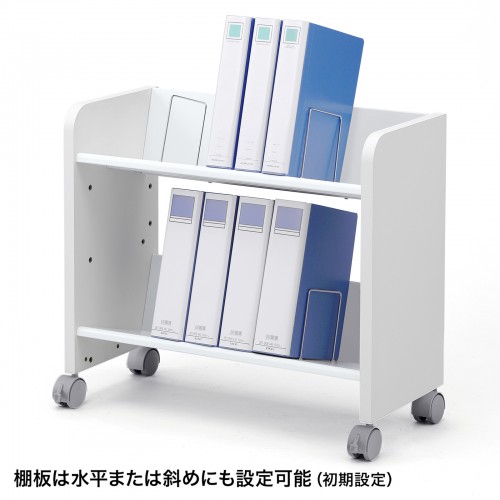 ファイルワゴン（2段・PCワゴン・PCラック・斜め・高耐荷重・キャスター・デスク下・木製・おしゃれ・おすすめ・ホワイト）WG-302N