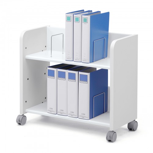 ファイルワゴン（2段・PCワゴン・PCラック・斜め・高耐荷重・キャスター・デスク下・木製・おしゃれ・おすすめ・ホワイト）WG-302N