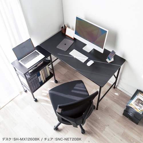 ファイルワゴン（サイドデスク・PCワゴン・PCラック・高さ可変・キャスター付き・幅50×奥行き30×高さ62～74cm・SH-MXシリーズ・ブラック） WG-MX01BK サンワサプライ